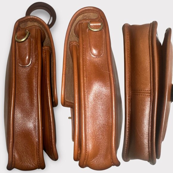 VTG Coach Station Bag 5130 British Tan Leather Brass Crossbody Satchel 90s USA - Picture 5 of 9